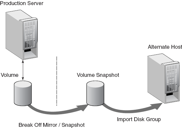 Mirror break-off and import of the snapshot to the alternate host